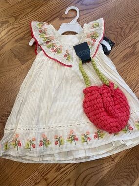Cynthia Rowley Cream Dress with Pink Strawberry Bag